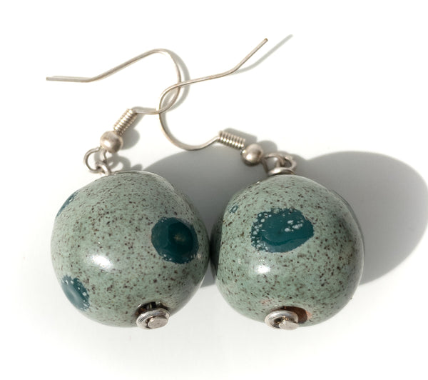 Earthen clay hand painted round earrings